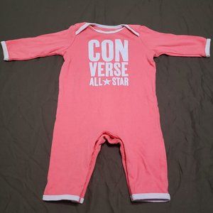 Converse All Star One Piece Snap Closure Pink Purple Accents 3-6 Months Size